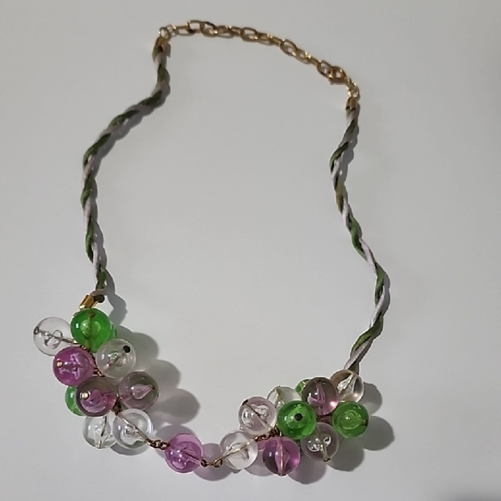 fun Green and Purple Beaded Necklace